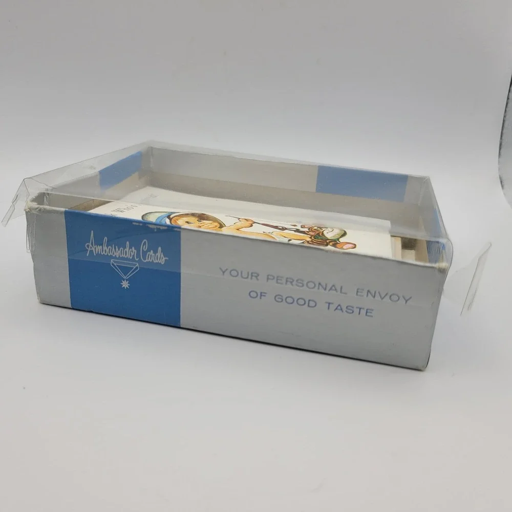 Vintage Ambassador Cards Baby Announcement Card Set‎ of 7 Safari Baby Boy Boxed